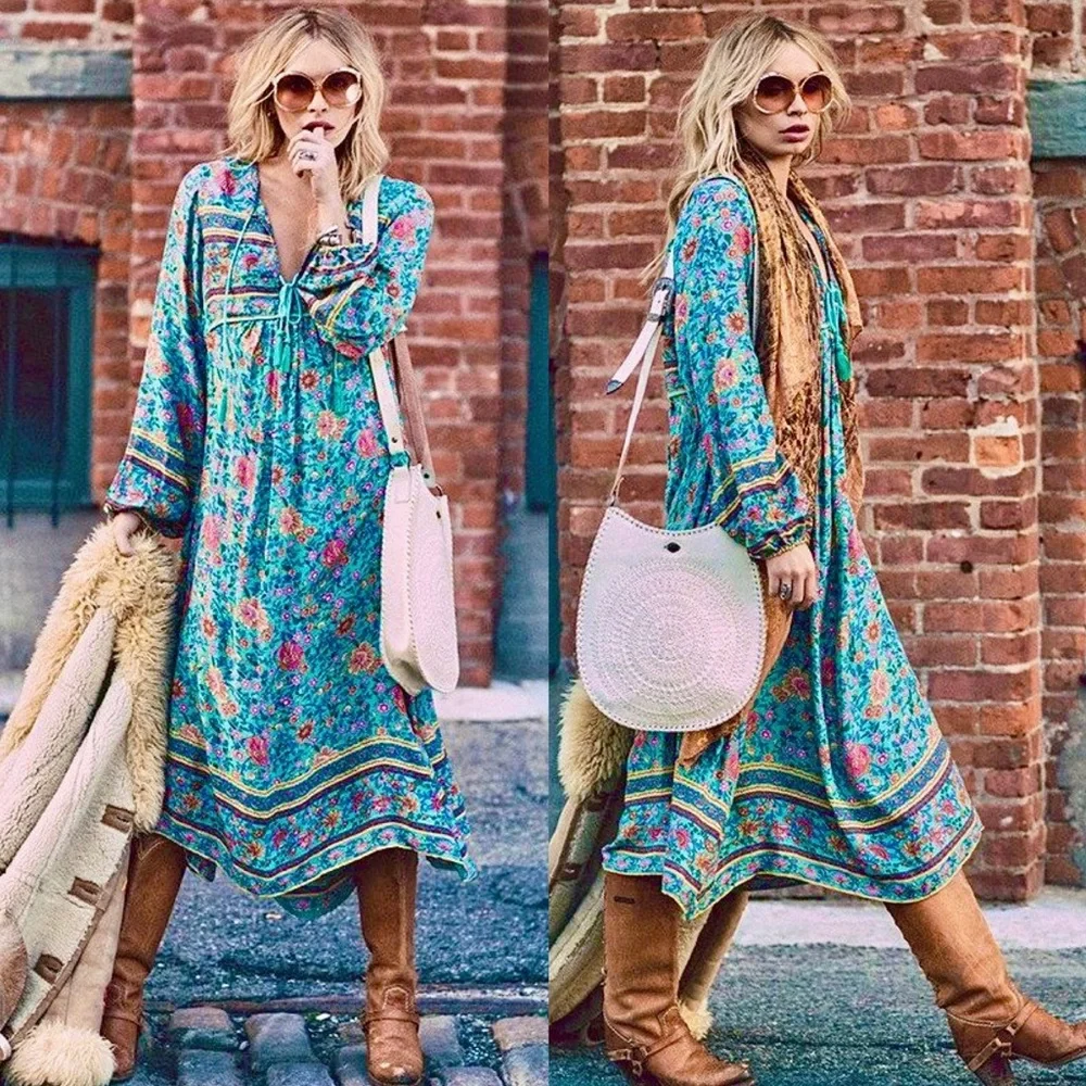 πΊπHPππΊ NWT Spell & The Gypsy Folk Town Boho Midi Dress - Picture 7 of 16